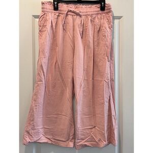 Womens Trousers Pants 33 Light Pink Wide Leg Drawstring Casual Everyday Wear